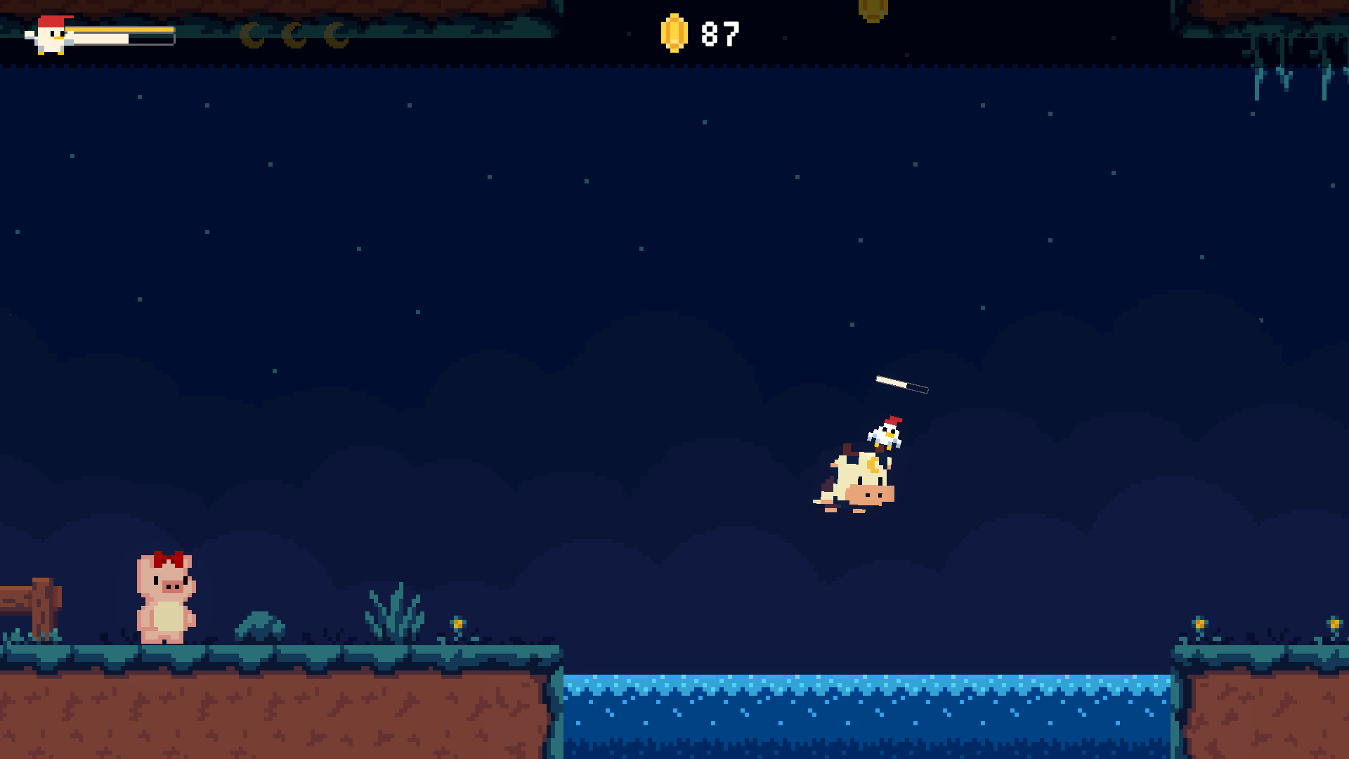 Luna and Pipkin exploring a moonlit meadow